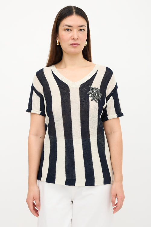 Brunello Cucinelli Linen Embellished Top