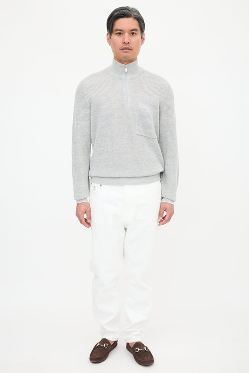 Brunello Cucinelli Linen Quarter Zip Sweater