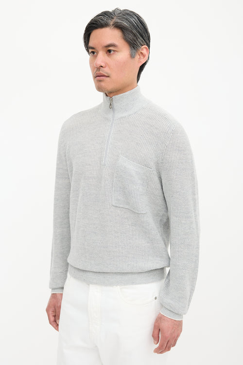Brunello Cucinelli Linen Quarter Zip Sweater