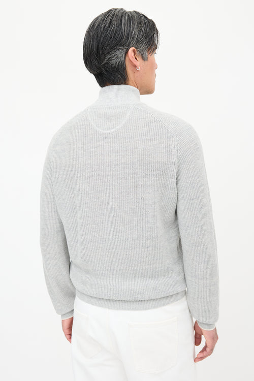 Brunello Cucinelli Linen Quarter Zip Sweater