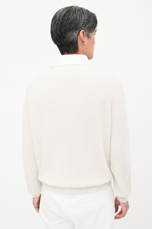 Brunello Cucinelli Rib Knit Collared Logo Sweater