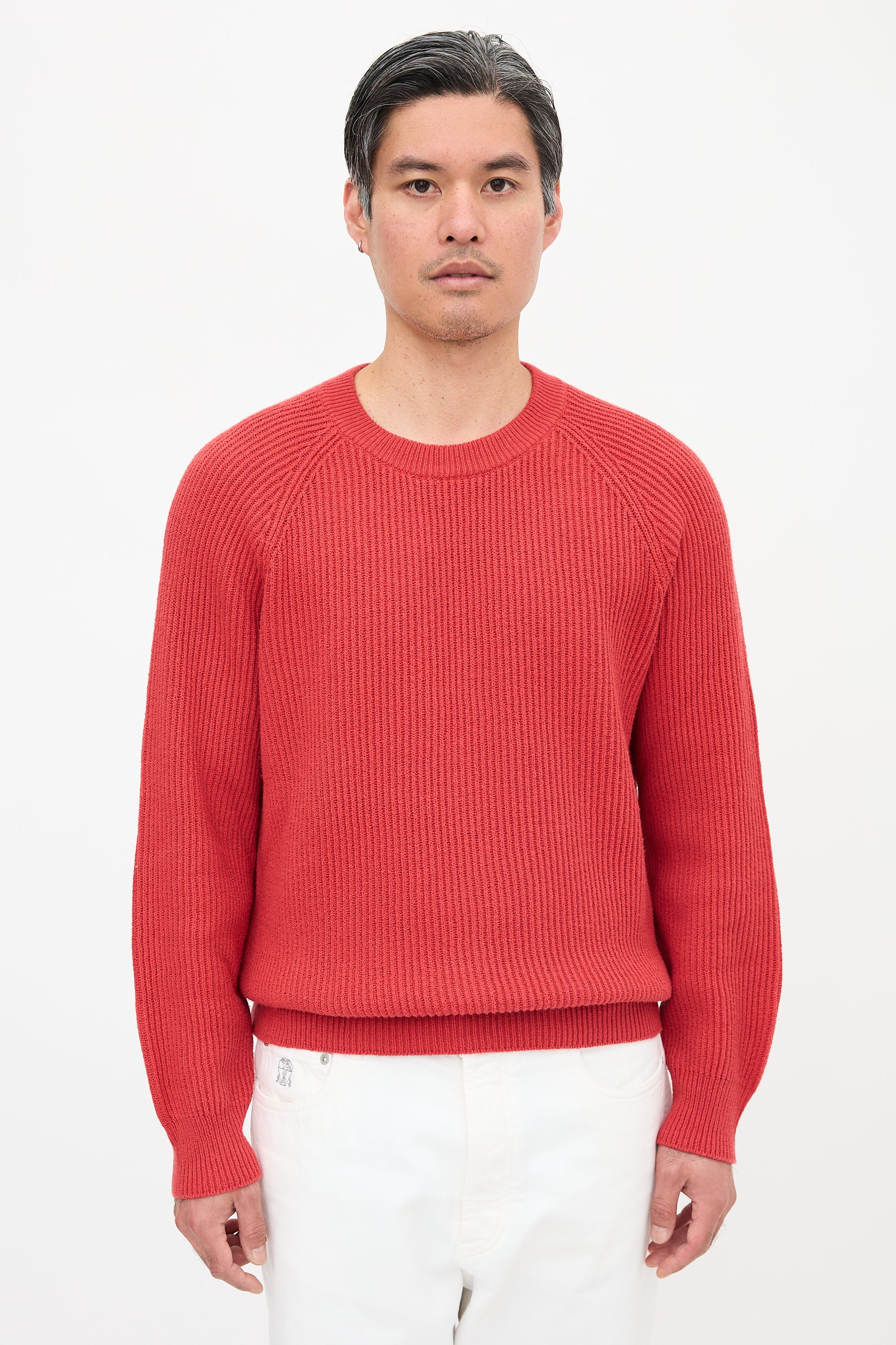 Brunello Cucinelli Rib Knit Long Sleeve Sweater