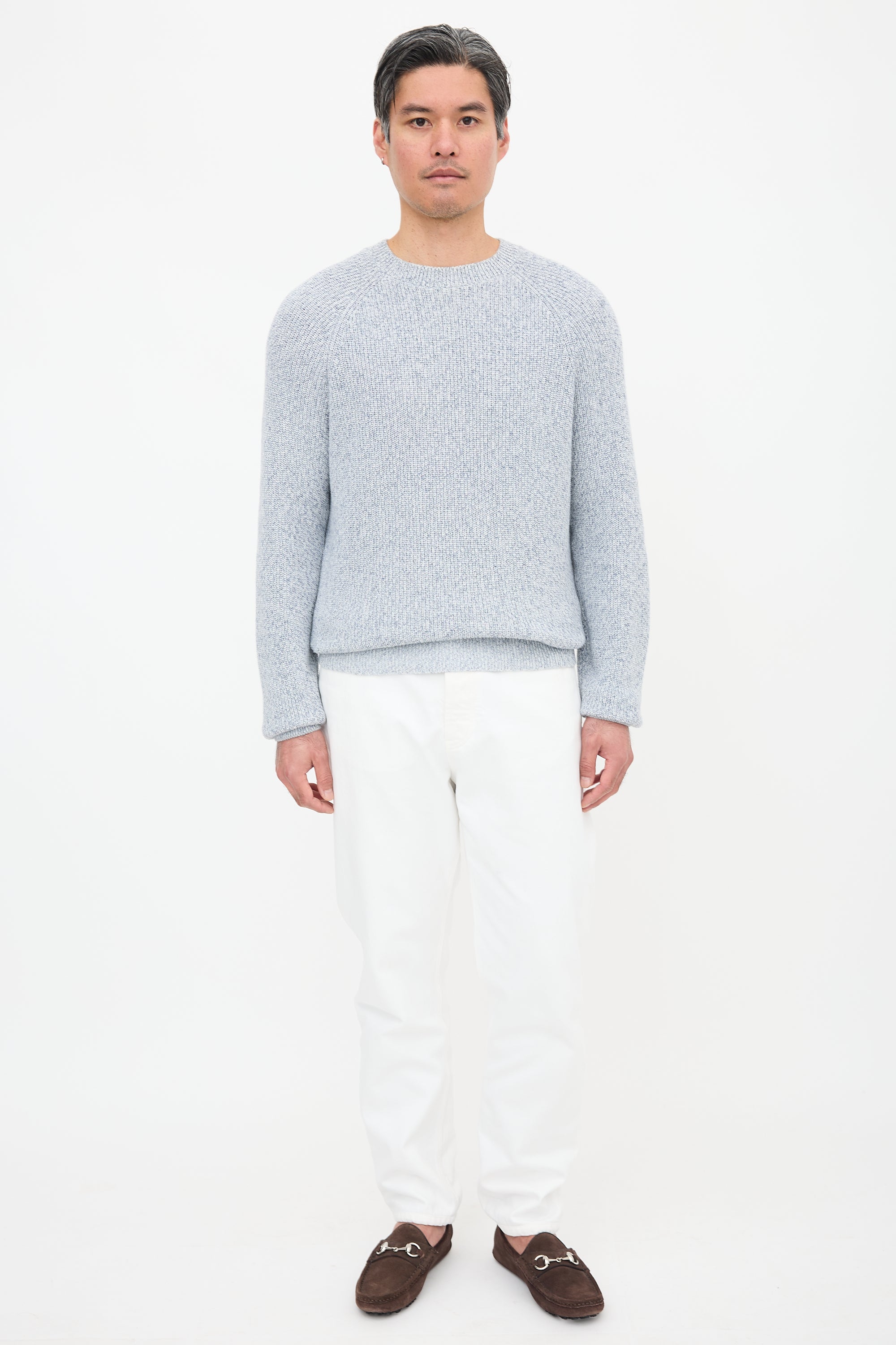 Brunello Cucinelli Rib Knit Marled Sweater