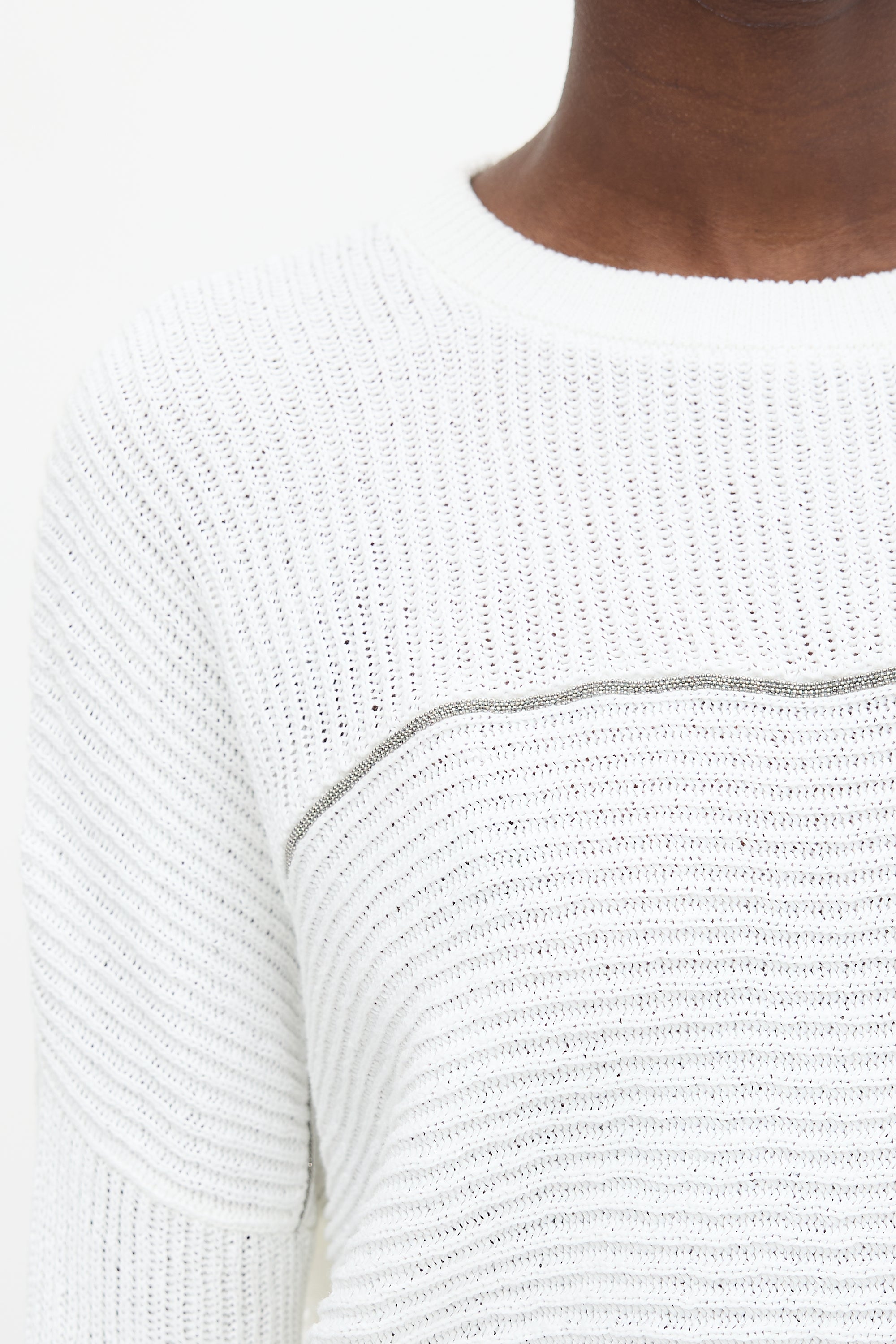 Brunello Cucinelli Ribbed Monili Trim Sweater