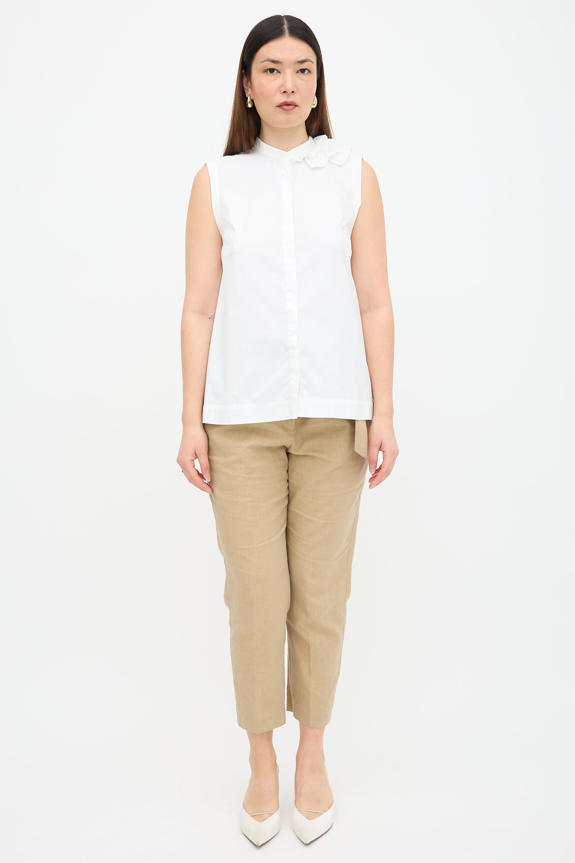 Brunello Cucinelli Sleeveless Ruffled Top
