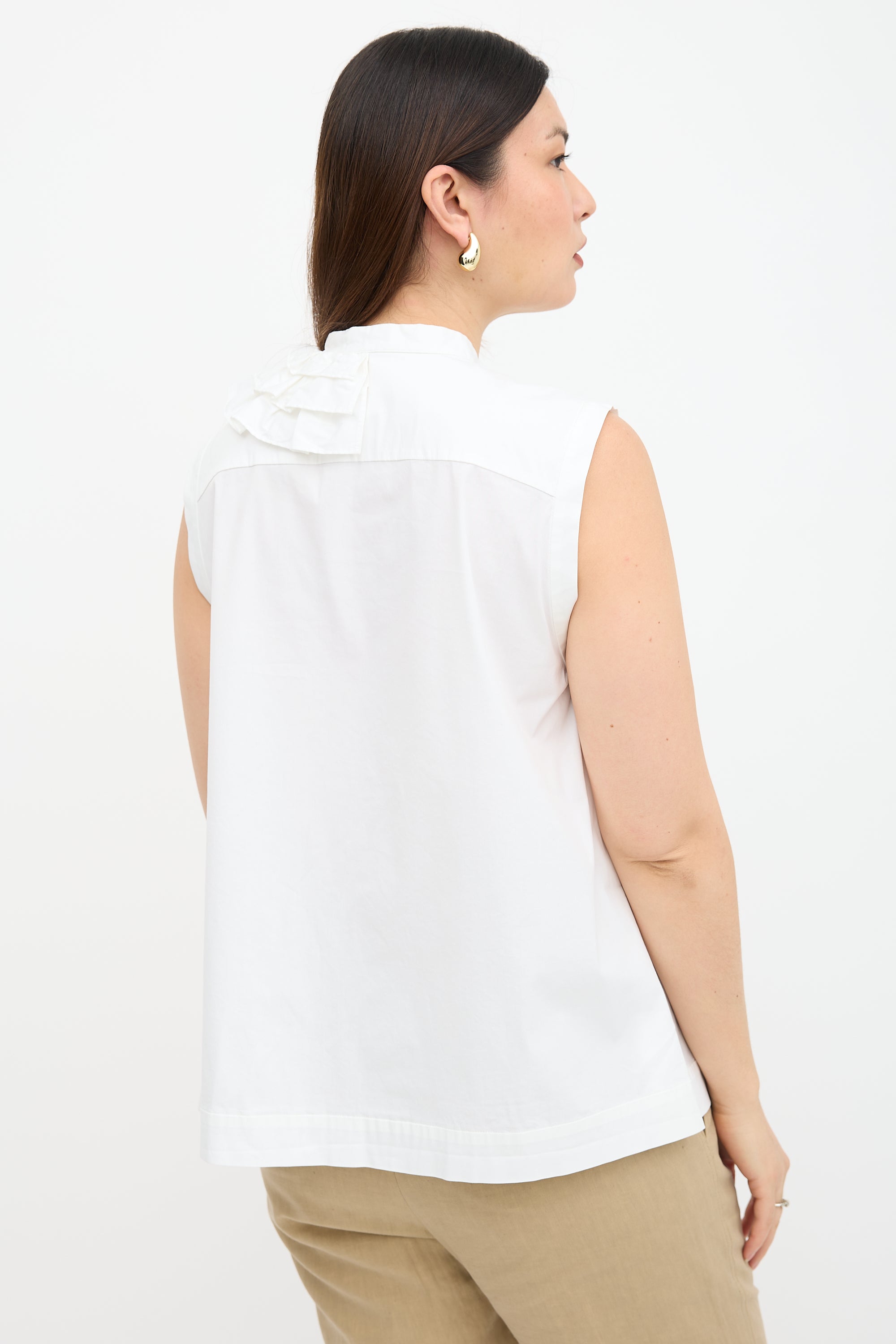 Brunello Cucinelli Sleeveless Ruffled Top