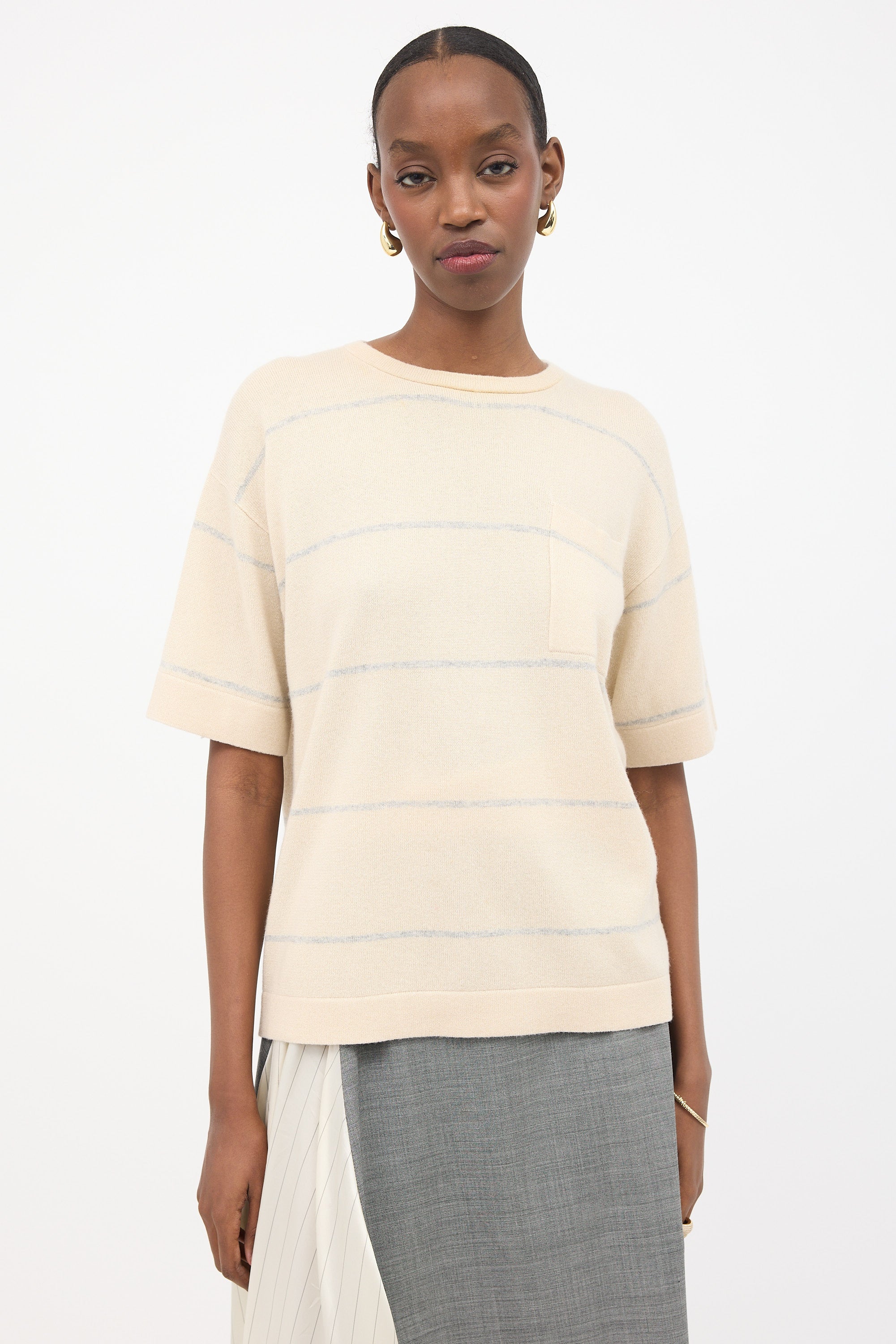 Brunello Cucinelli Sparkly Cashmere Striped Sweater