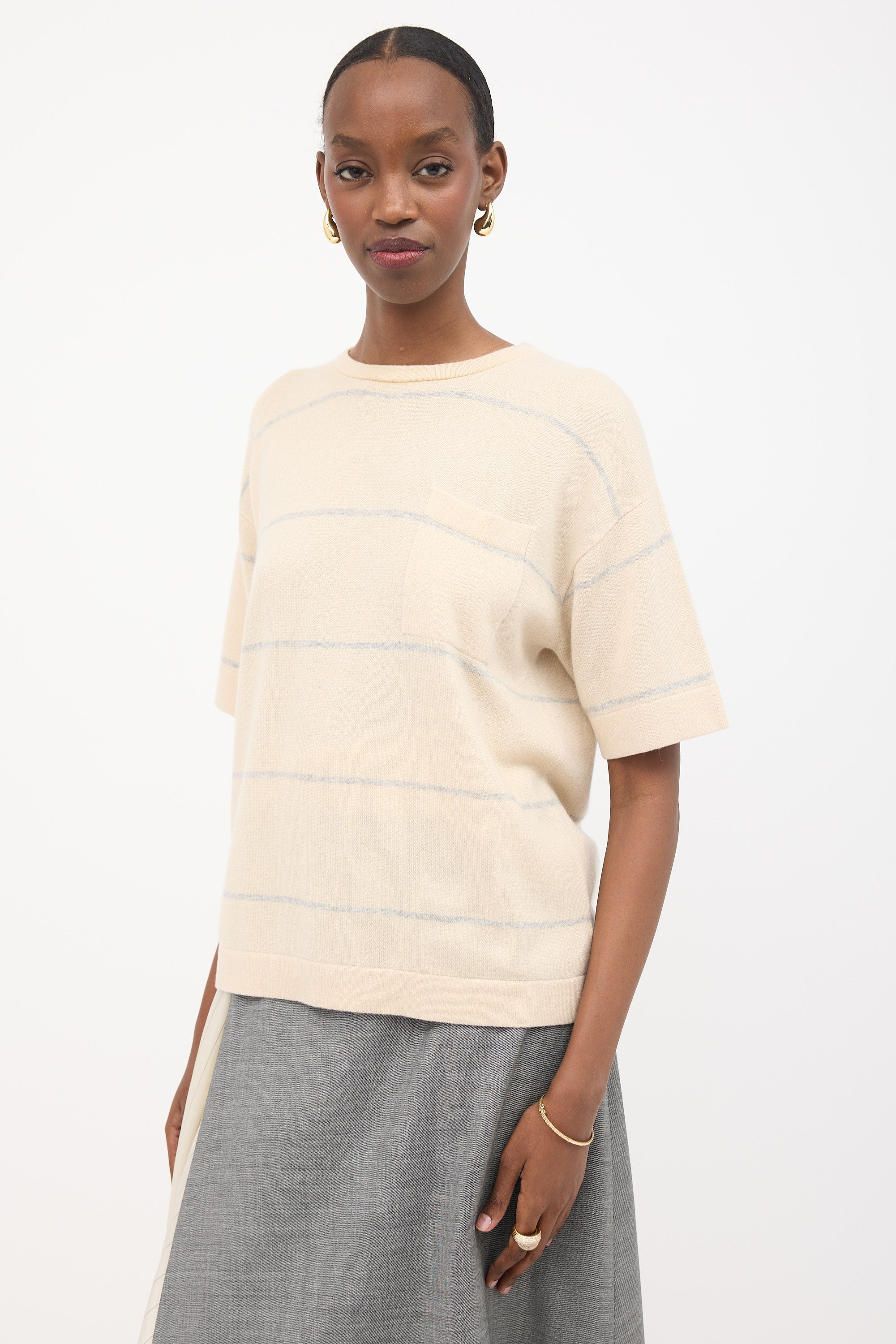 Brunello Cucinelli Sparkly Cashmere Striped Sweater