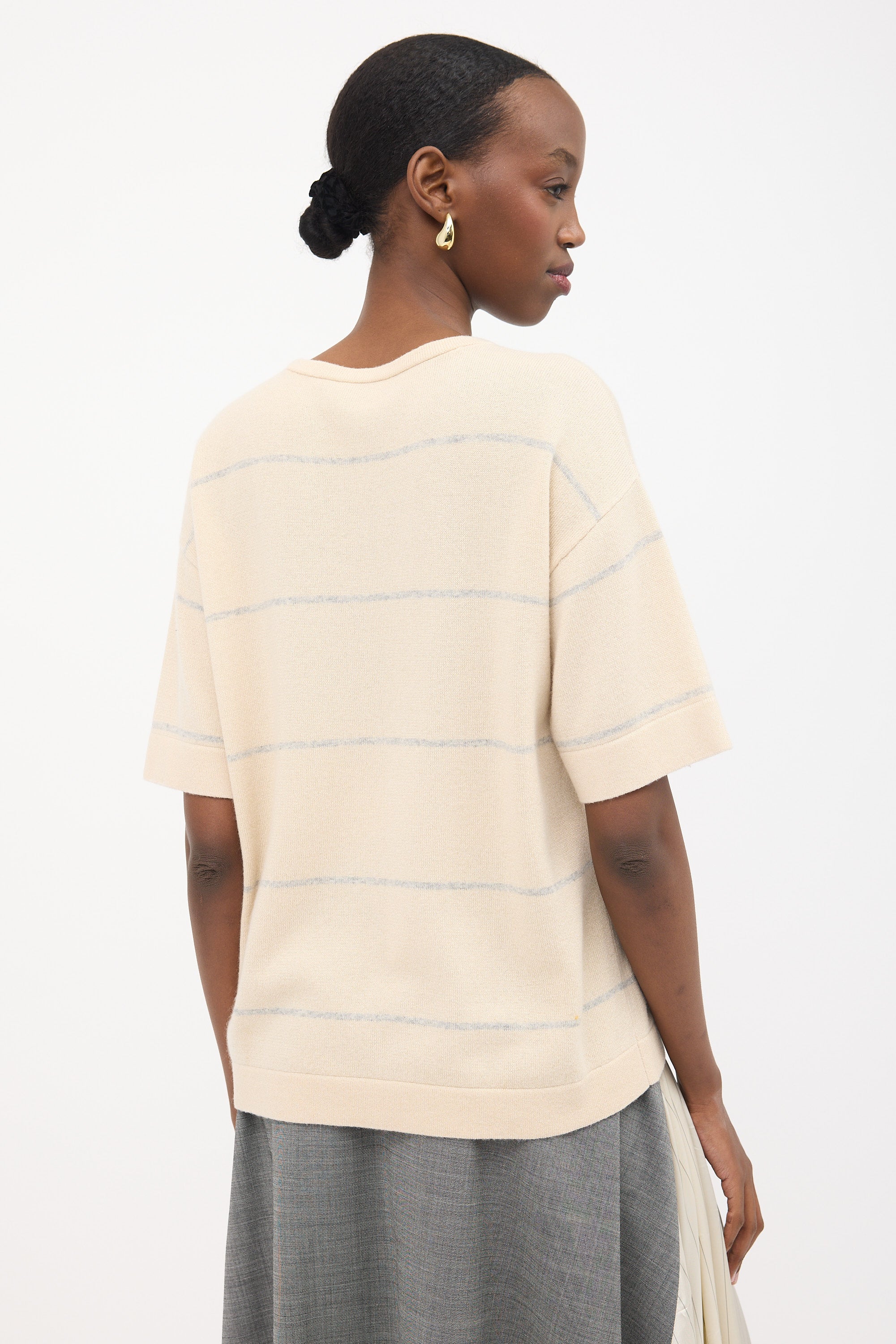 Brunello Cucinelli Sparkly Cashmere Striped Sweater