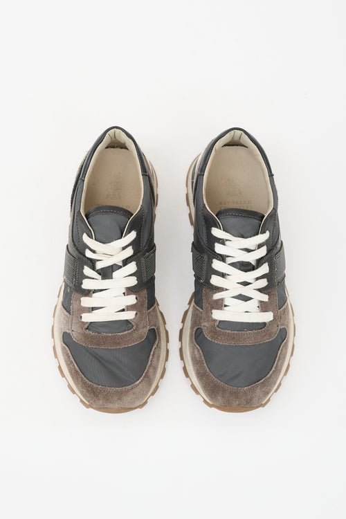 Brunello Cucinelli Suede & Mesh Panelled Sneaker