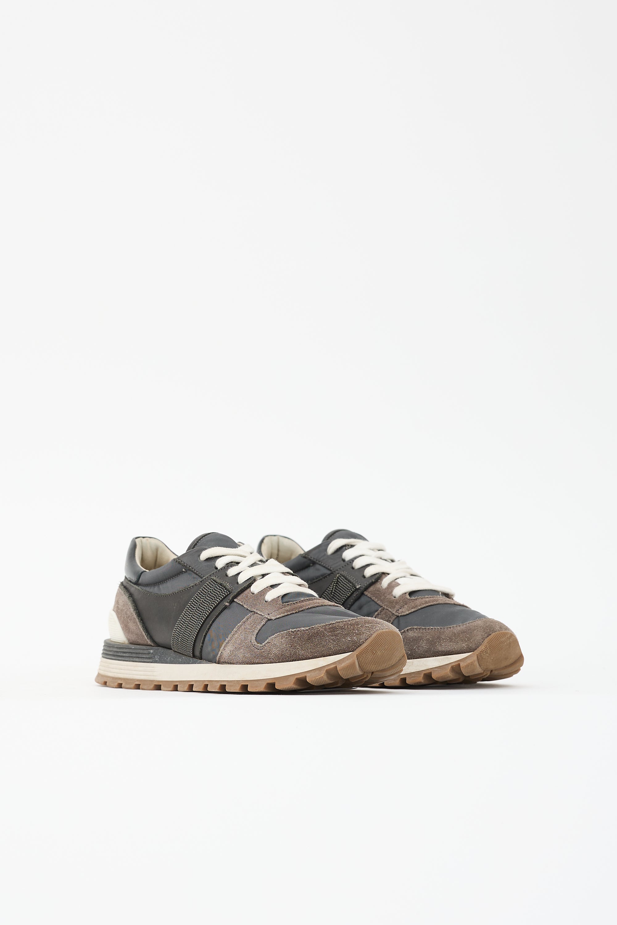 Brunello Cucinelli Suede & Mesh Panelled Sneaker