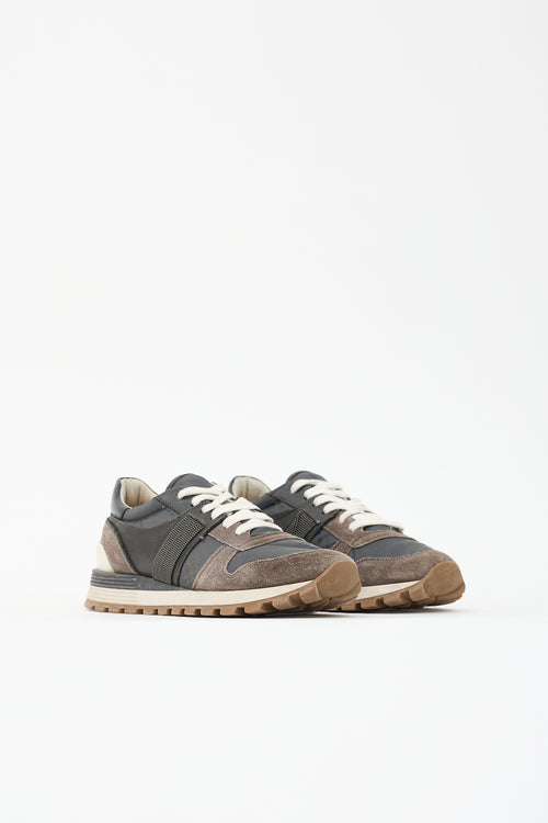 Brunello Cucinelli Suede & Mesh Panelled Sneaker