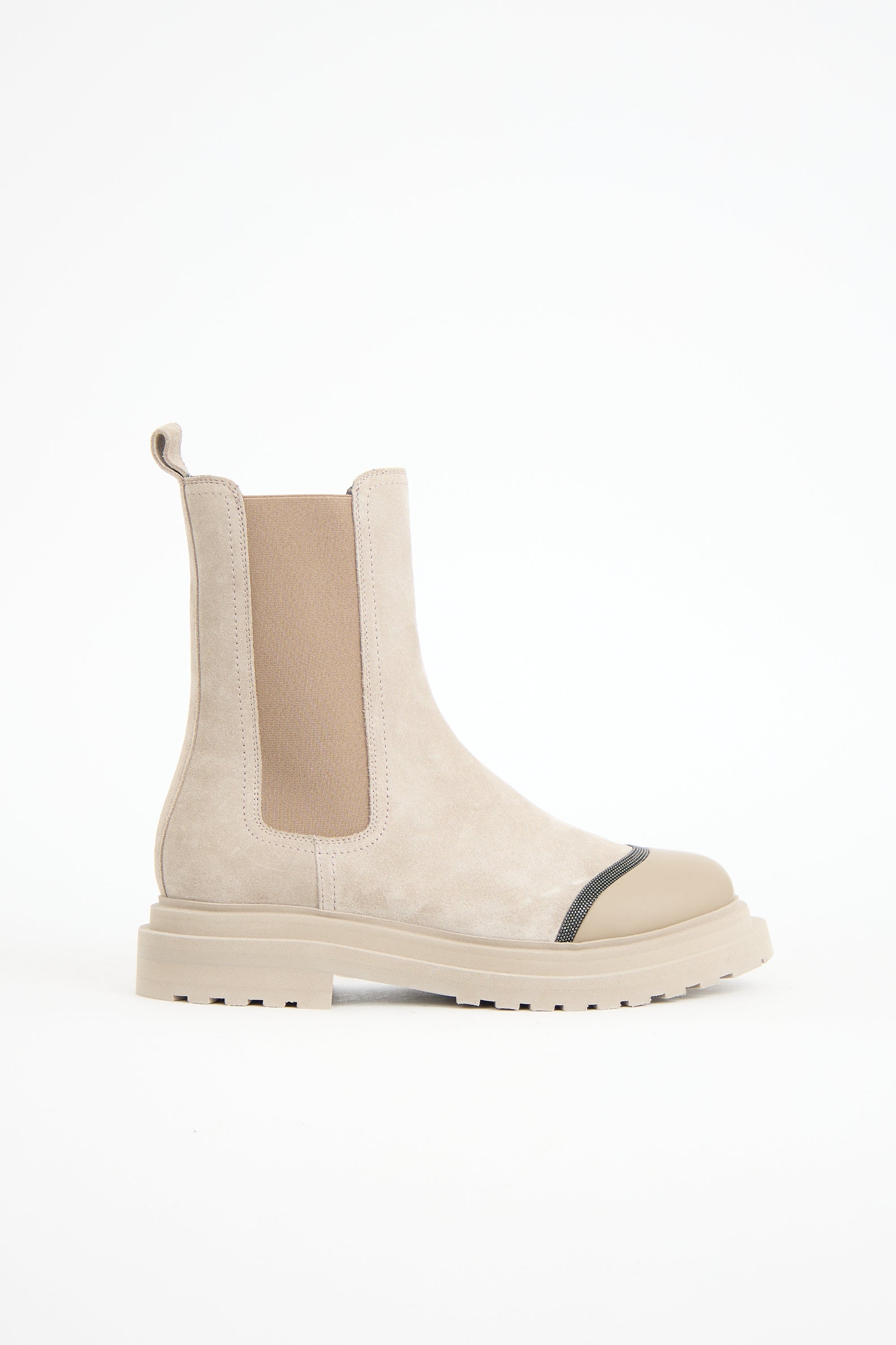 Brunello Cucinelli Suede Monili Chelsea Boot