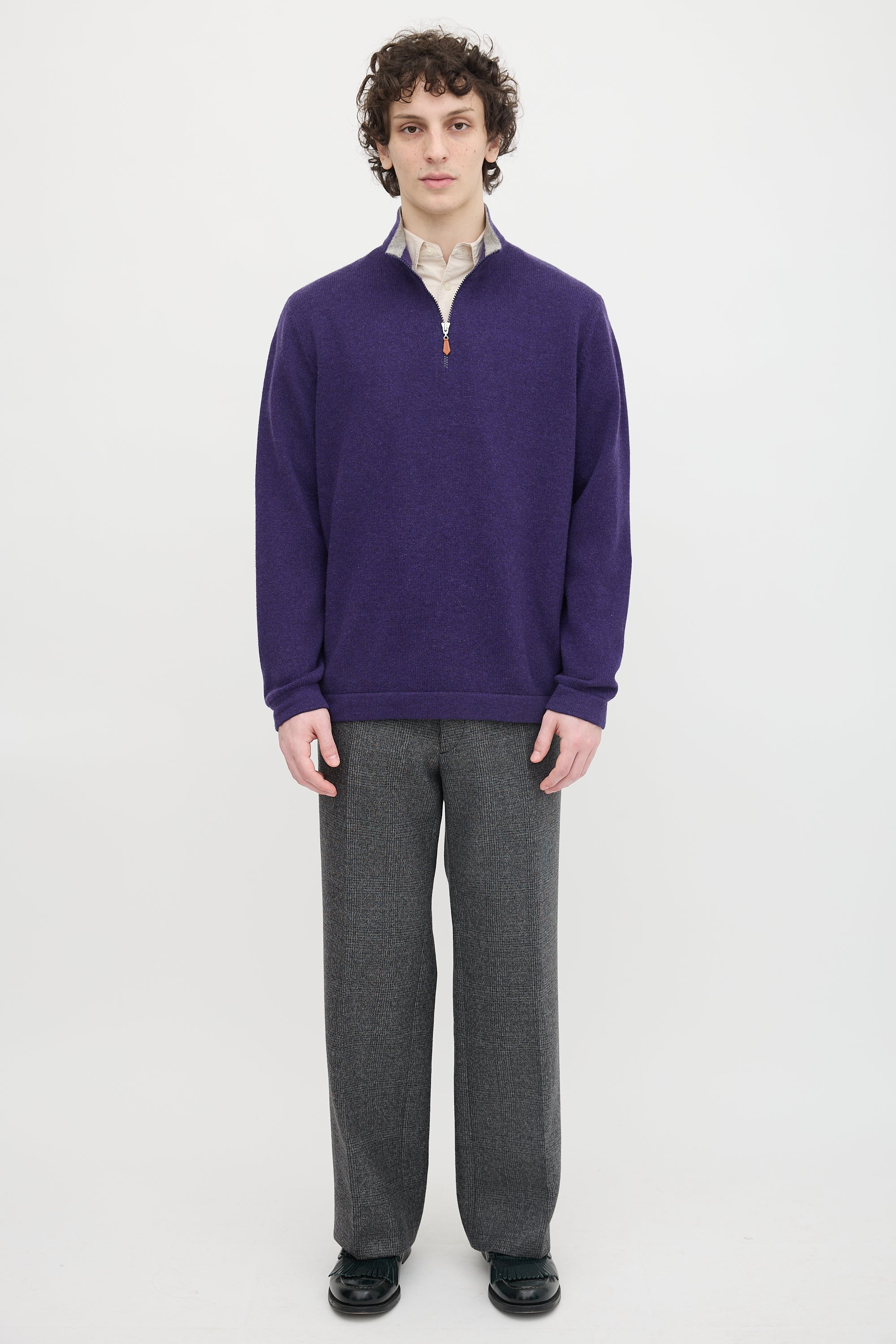 Brunello Cucinelli Wool & Cashmere Quarter Zip Sweater