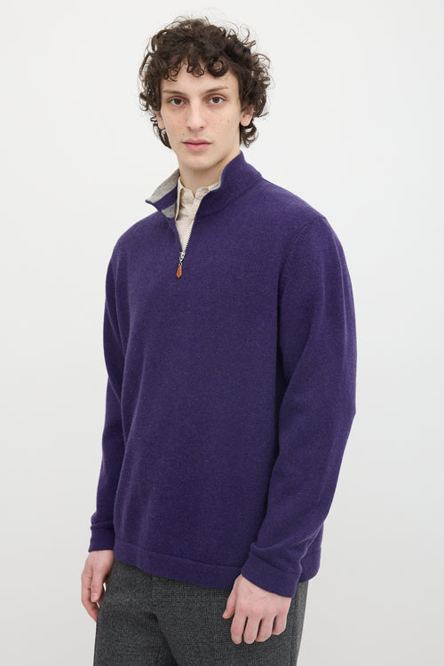 Brunello Cucinelli Wool & Cashmere Quarter Zip Sweater