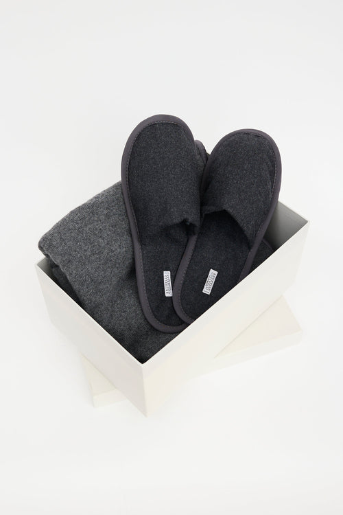 Brunello Cucinelli Cashmere Blanket & Slipper Set