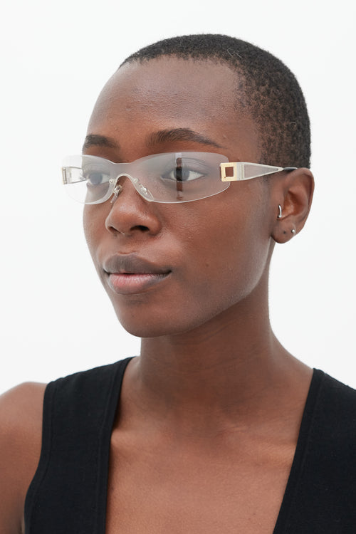 Bulgari Silver & Gold 521 Rectangle Glasses