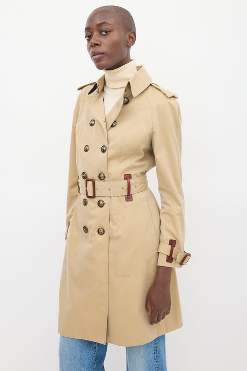 Burberry Beige Cotton Belted Trench Coat