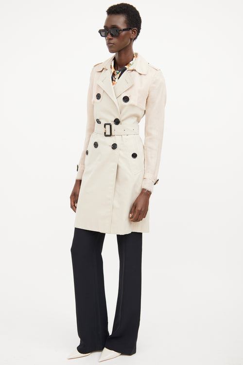 Burberry Beige Silk Sleeve Trench Coat