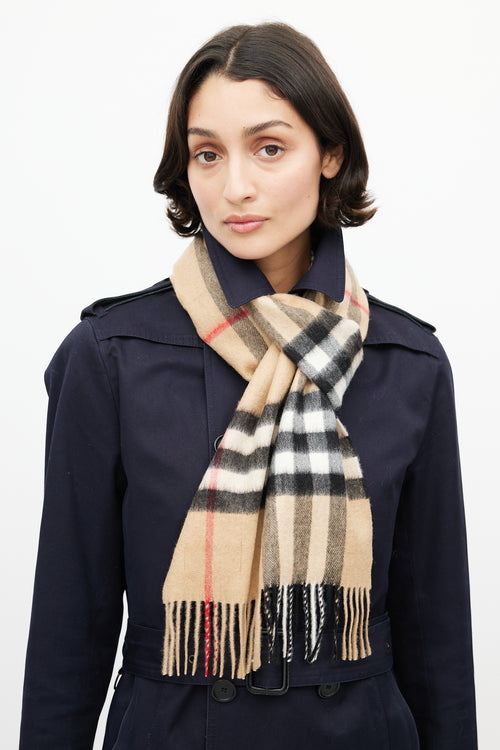 Burberry Beige & Multi Cashmere Check Scarf