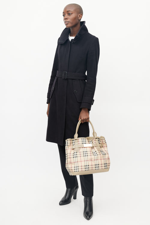 Burberry Beige & Multi Haymarket Check Shoulder Bag
