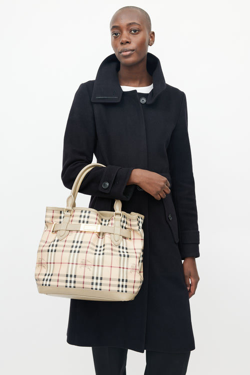Burberry Beige & Multi Haymarket Check Shoulder Bag