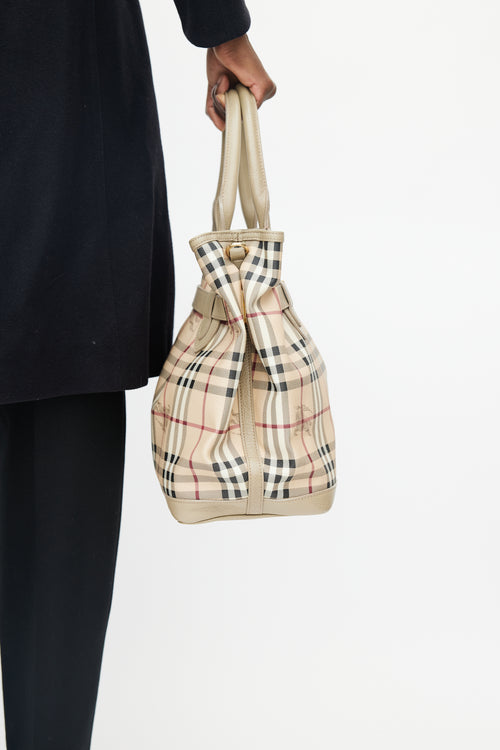 Burberry Beige & Multi Haymarket Check Shoulder Bag