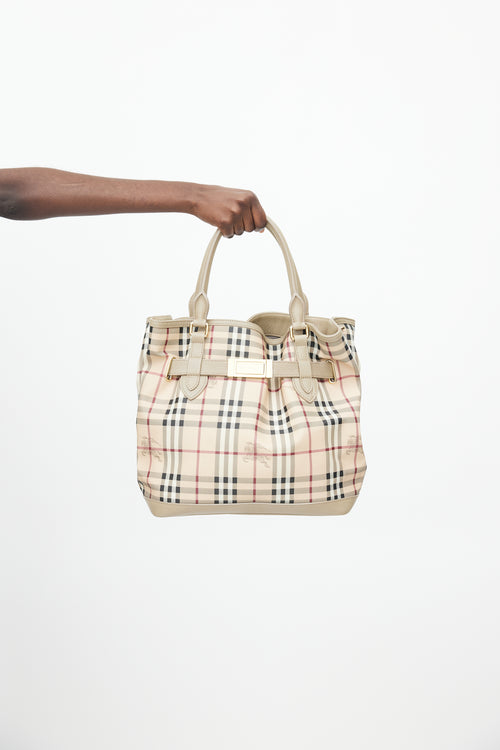 Burberry Beige & Multi Haymarket Check Shoulder Bag
