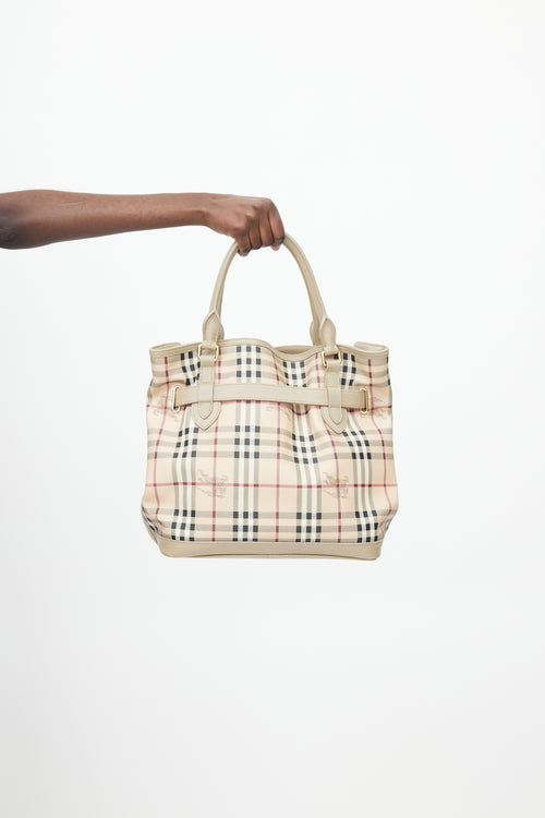 Burberry Beige & Multi Haymarket Check Shoulder Bag