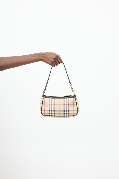 Burberry Beige & Multi Haymarket Check Wristlet
