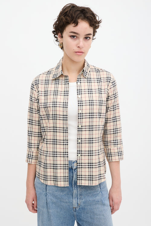 Burberry Beige & Multicolour Cotton Nova Check Shirt