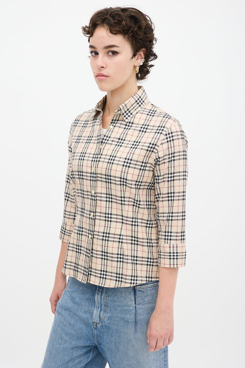 Burberry Beige & Multicolour Cotton Nova Check Shirt