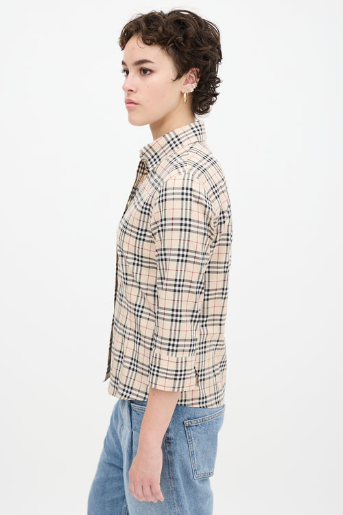 Burberry Beige & Multicolour Cotton Nova Check Shirt