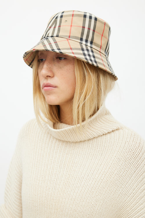 Burberry Beige & Multicolour Nova Check Bucket Hat