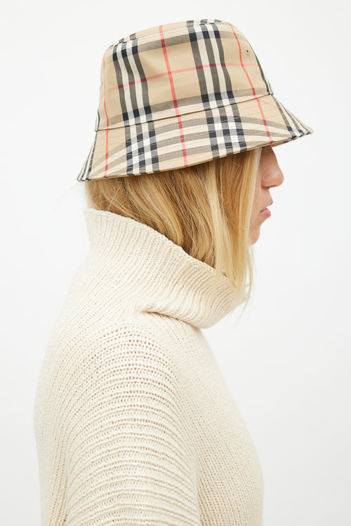 Burberry Beige & Multicolour Nova Check Bucket Hat
