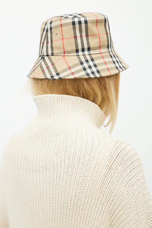 Burberry Beige & Multicolour Nova Check Bucket Hat
