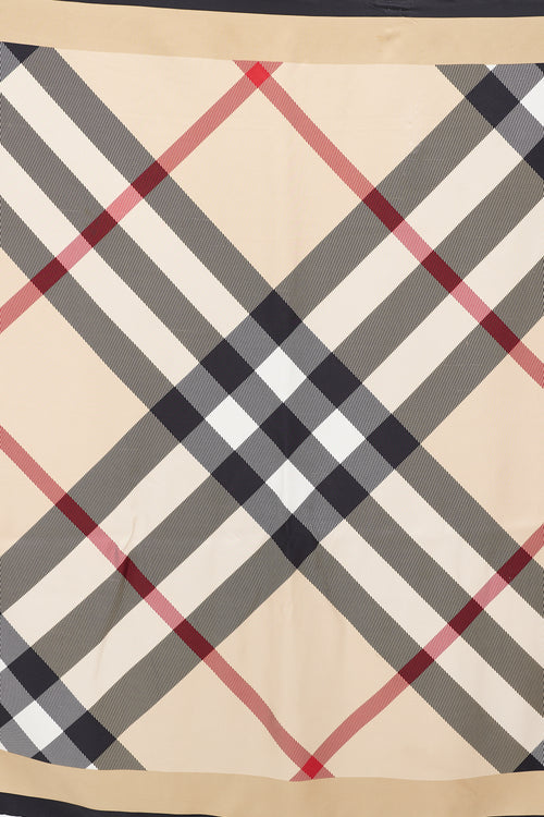 Burberry Beige & Multicolour Silk Nova Check Scarf