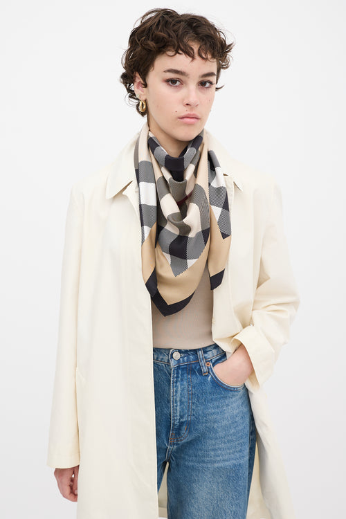 Burberry Beige & Multicolour Silk Nova Check Scarf