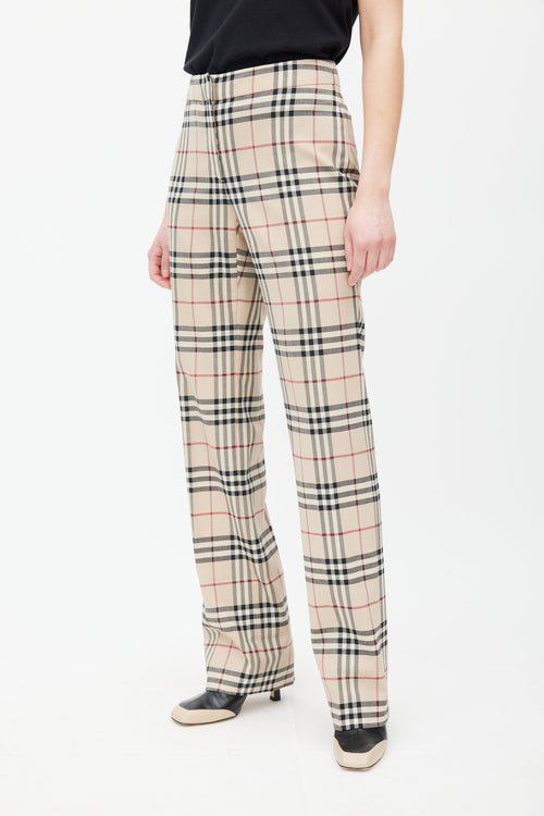 Burberry Beige & Multicolour Wool Nova Check Trouser