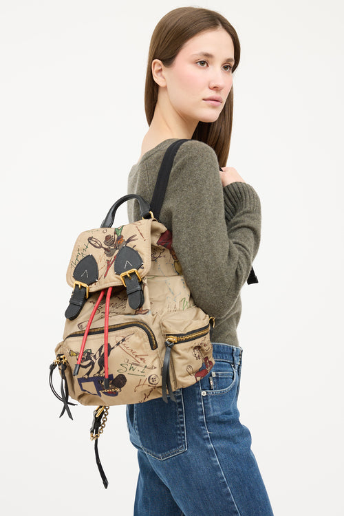 Burberry Beige & Multicolour Nylon Cartoon Backpack