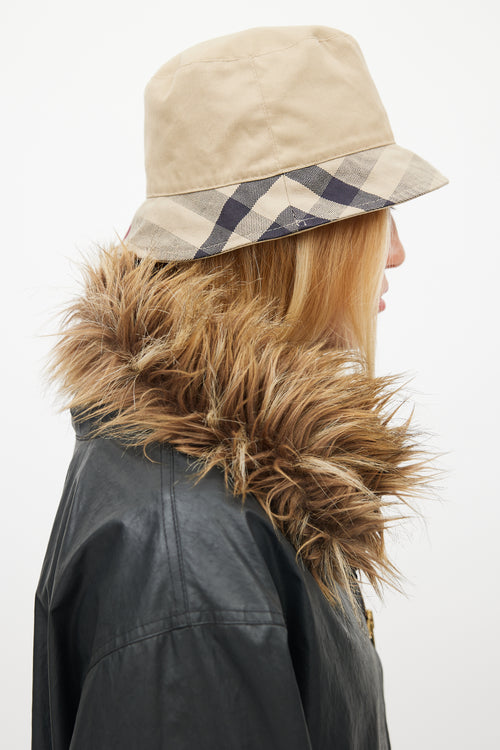 Burberry Beige & Red Plaid Bucket Hat