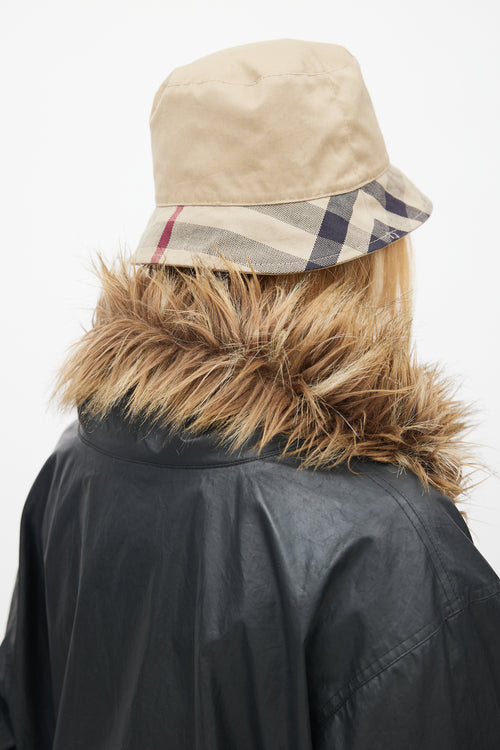 Burberry Beige & Red Plaid Bucket Hat