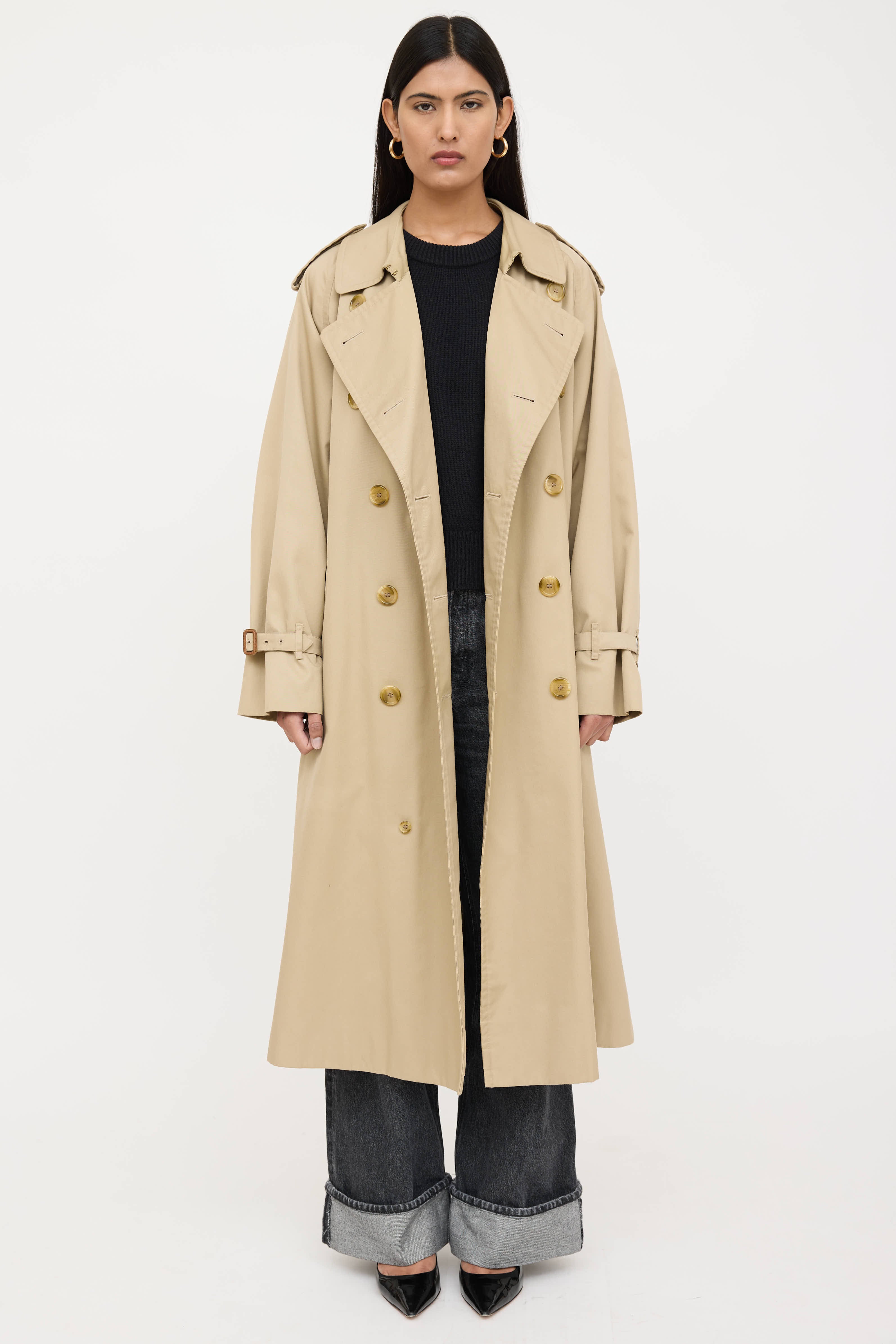 Burberry Double Breasted Belted Trench Coat