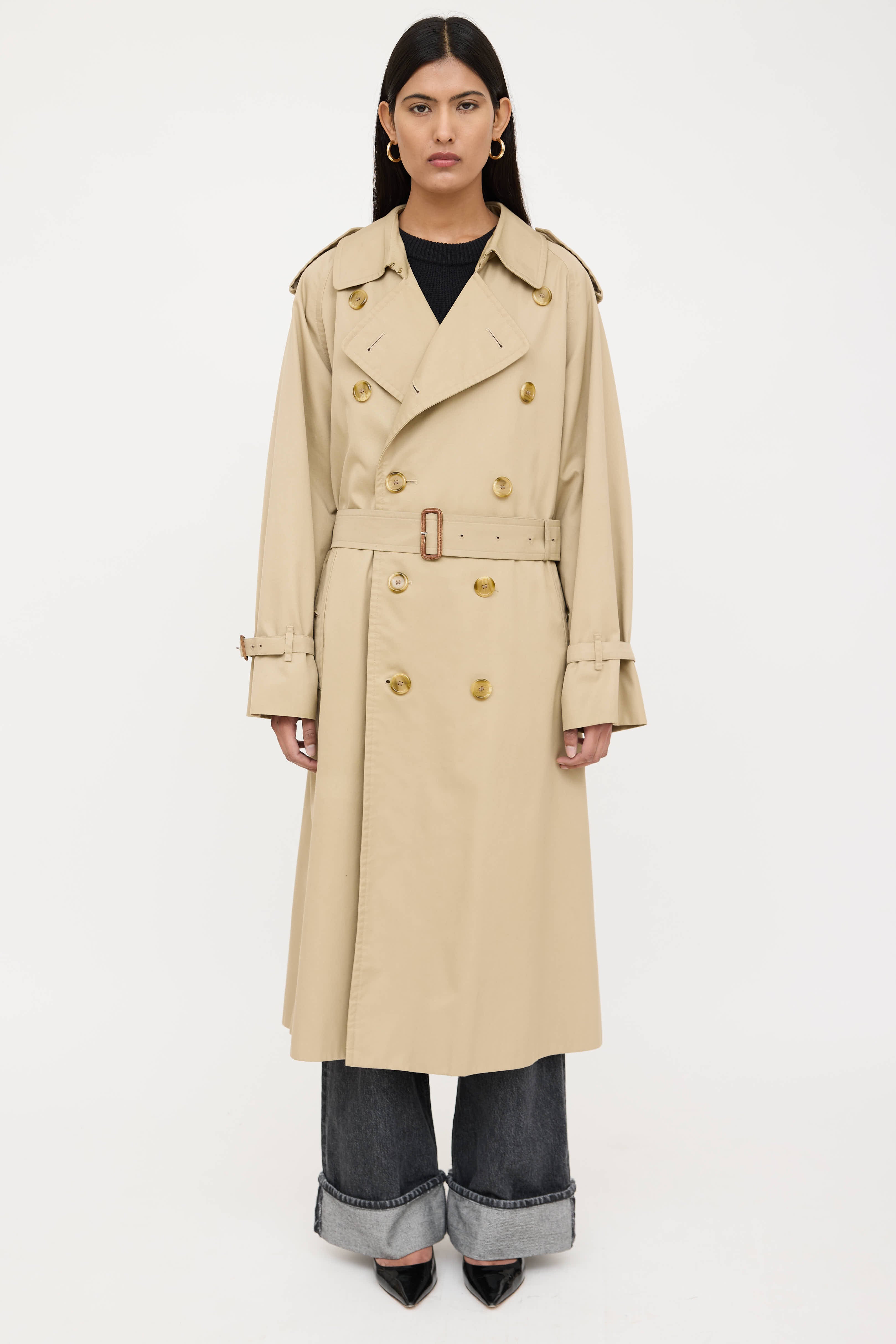 Burberry Double Breasted Belted Trench Coat