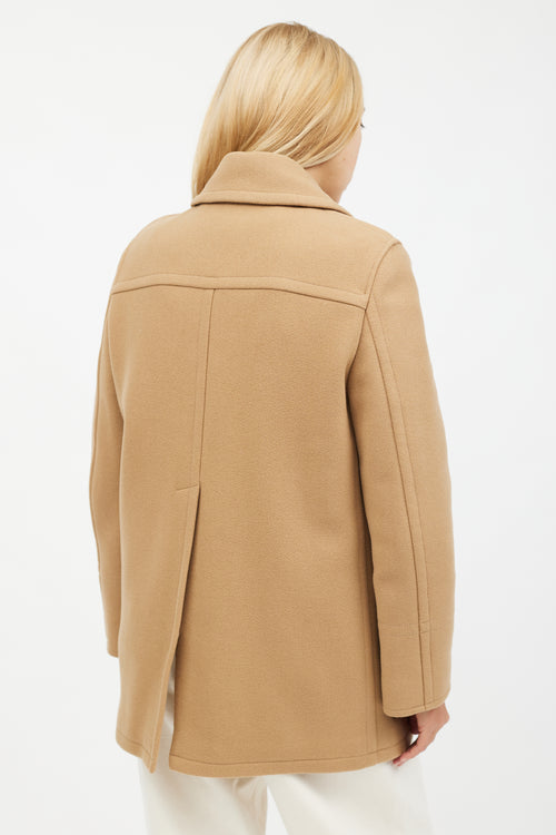 Burberry Beige Wool & Brown Leather Coat