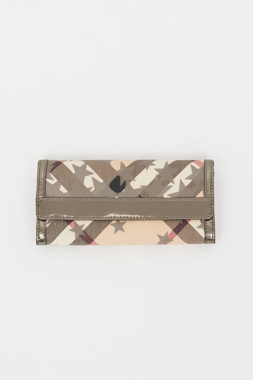 Burberry Beige & Multi Metallic Check Star Wallet