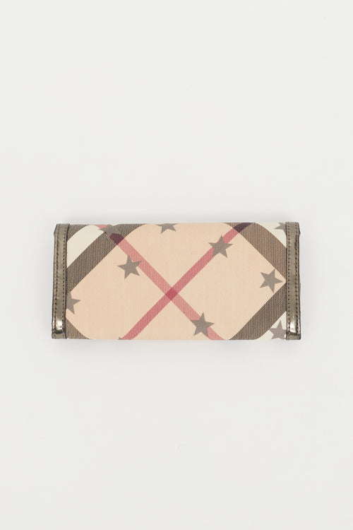 Burberry Beige & Multi Metallic Check Star Wallet