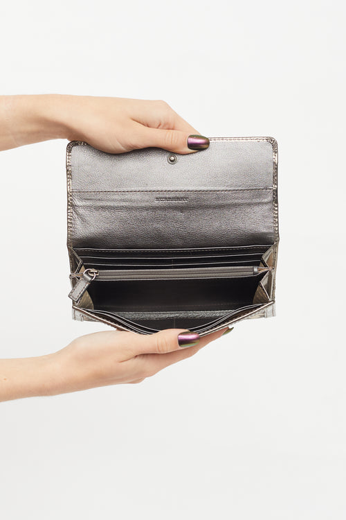 Burberry Beige & Multi Metallic Check Star Wallet