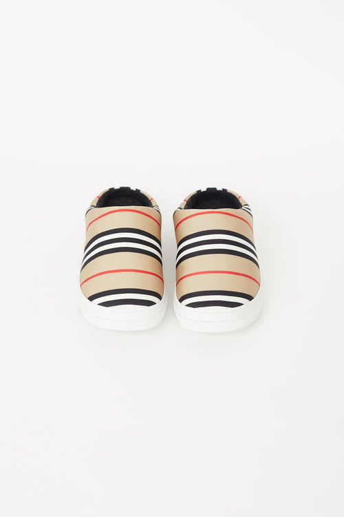 Burberry Beige & Multi Padded Homie Stripe Slipper