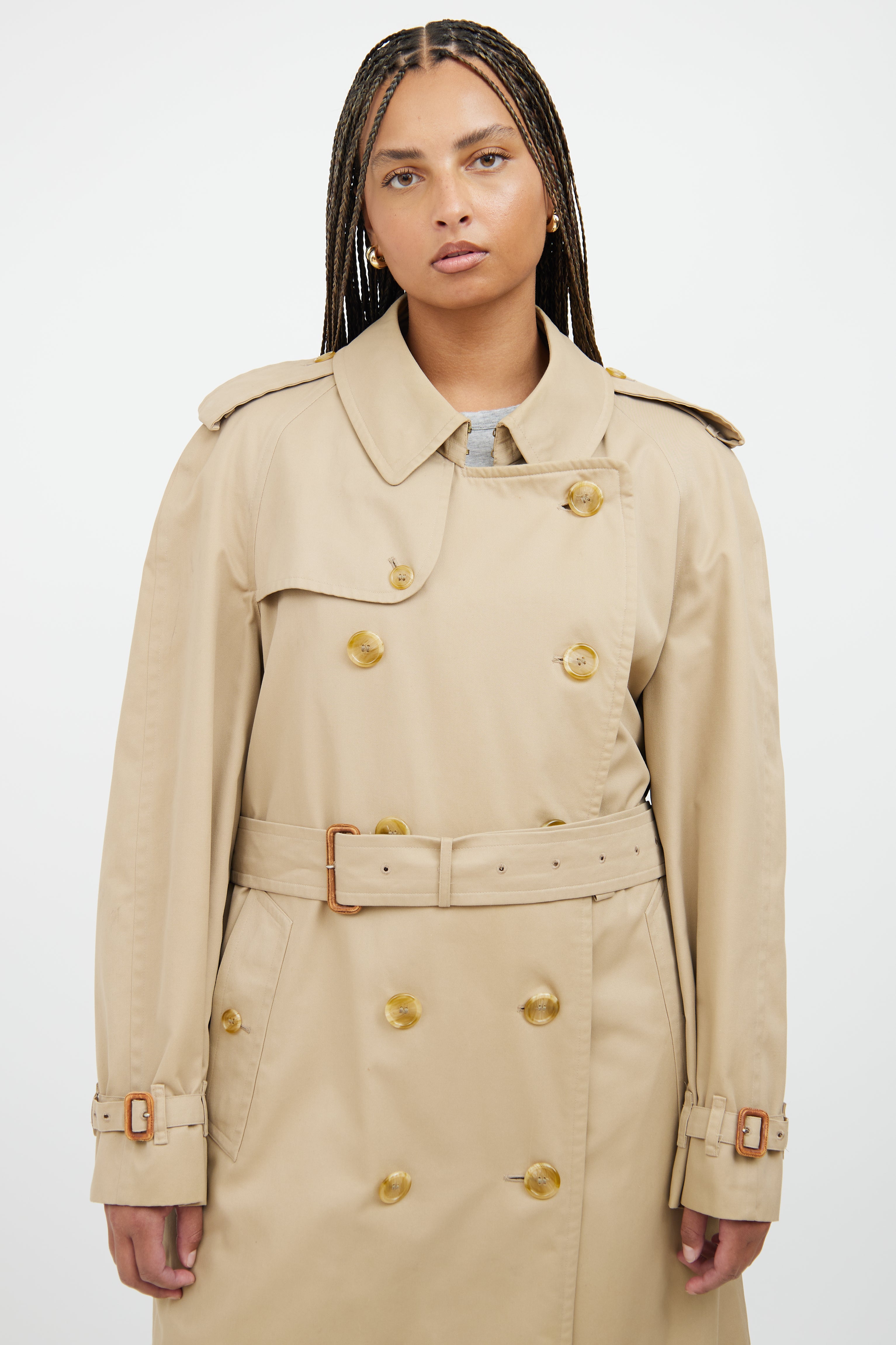 Burberry Tan Double Breasted Trench Coat